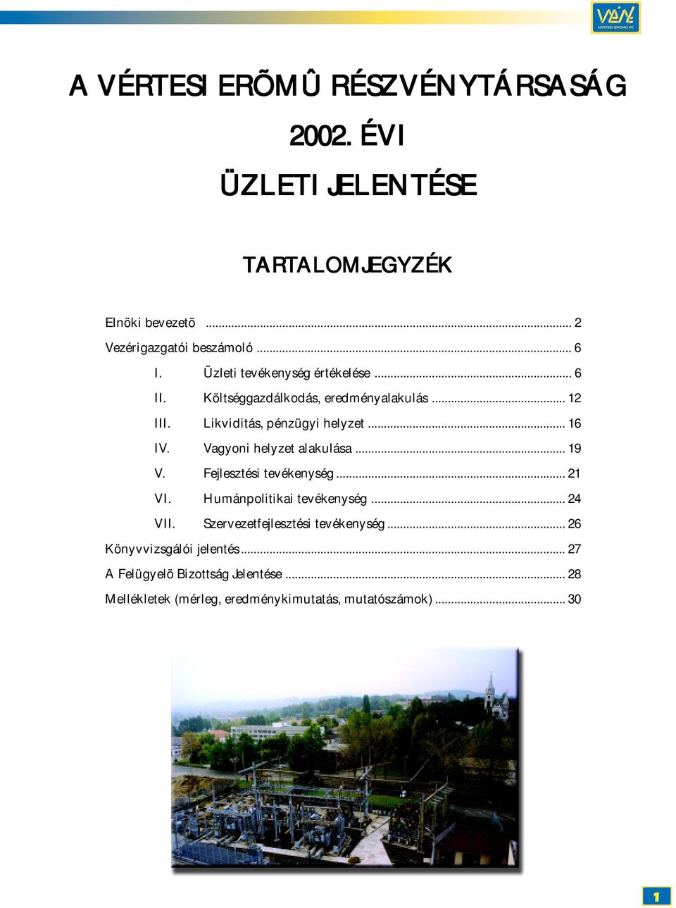 Vagyoni helyzet alakulása... 19 V. Fejlesztési tevékenység... 21 VI. Humánpolitikai tevékenység... 24 VII.