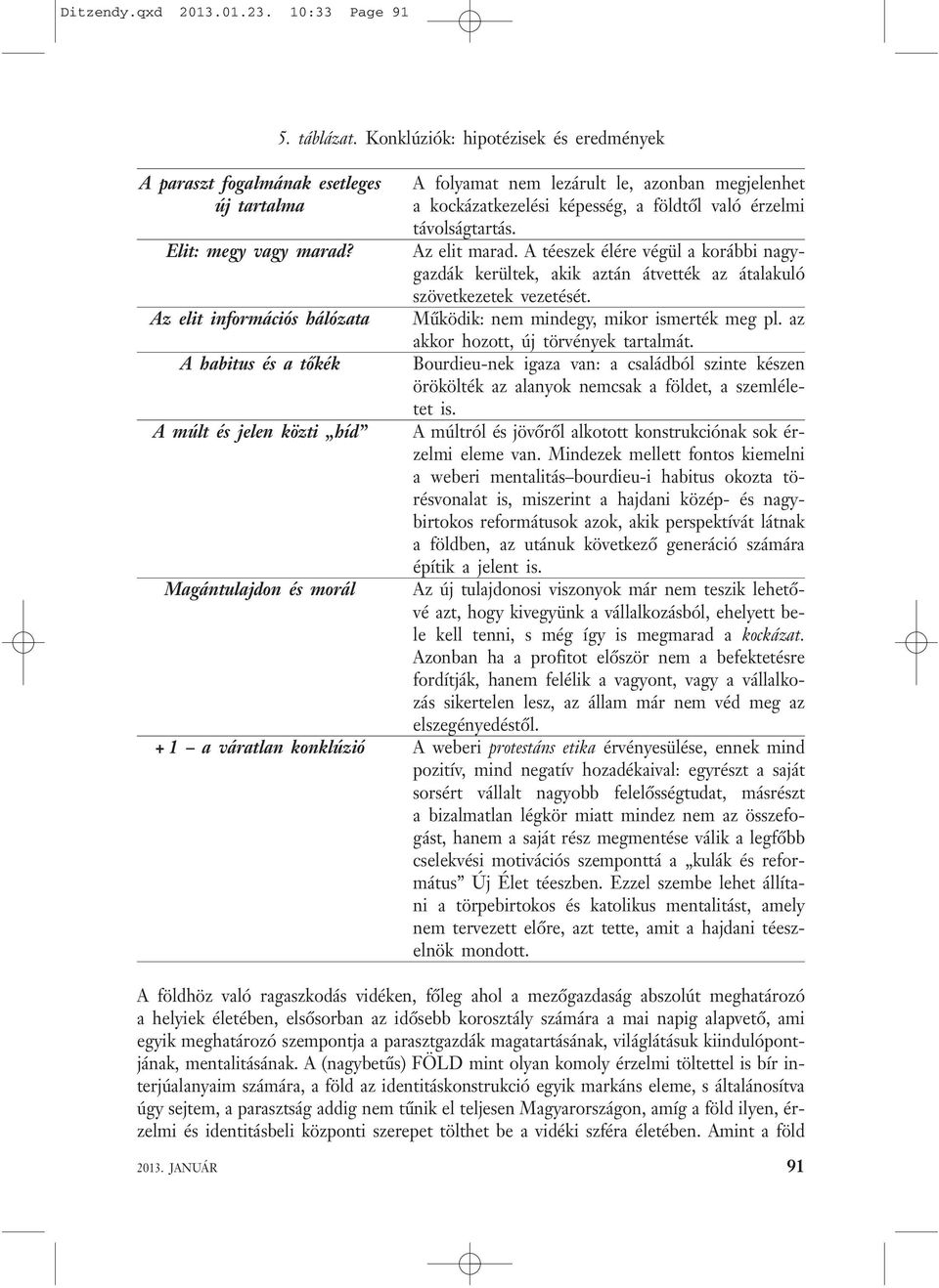 Konklúziók: hipotézisek és eredmények A folyamat nem lezárult le, azonban megjelenhet a kockázatkezelési képesség, a földtől való érzelmi távolságtartás. Az elit marad.