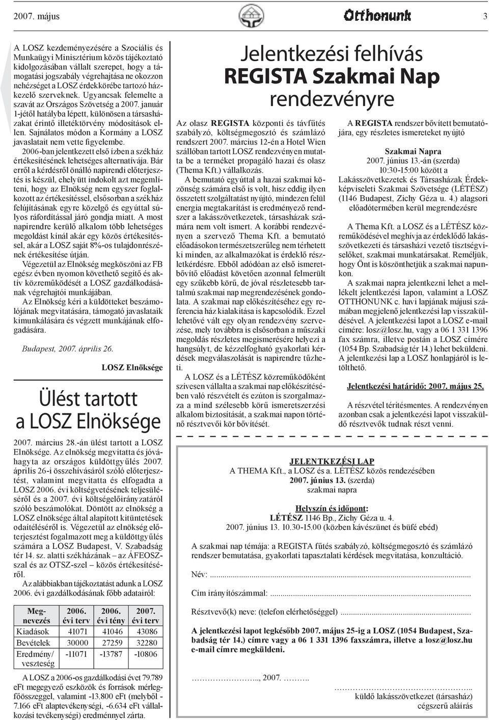 Sajnálatos módon a Kormány a LOSZ javaslatait nem vette figyelembe. 2006-ban jelentkezett első ízben a székház értékesítésének lehetséges alternatívája.