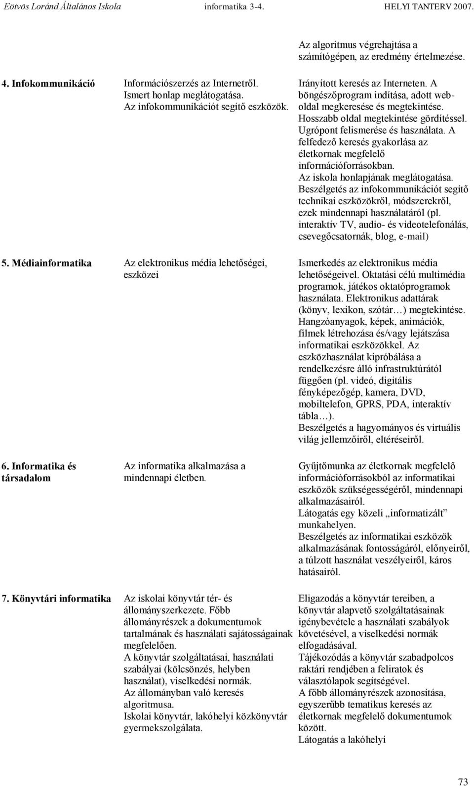 Hosszabb oldal megtekintése gördítéssel. Ugrópont felismerése és használata. A felfedező keresés gyakorlása az életkornak megfelelő információforrásokban. Az iskola honlapjának meglátogatása.