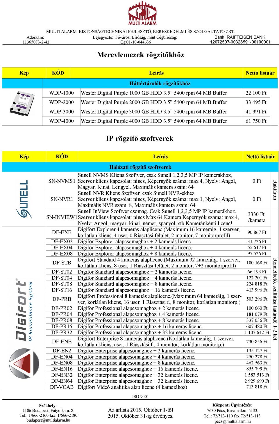 5 5400 rpm 64 MB Buffer 61 750 Ft IP rögzítő szoftverek Hálózati rögzítő szoftverek Sunell NVMS Kliens Szoftver, csak Sunell 1,2,3,5 MP IP kamerákhoz, NVMS1 Szerver kliens kapcsolat: nincs, Képernyők