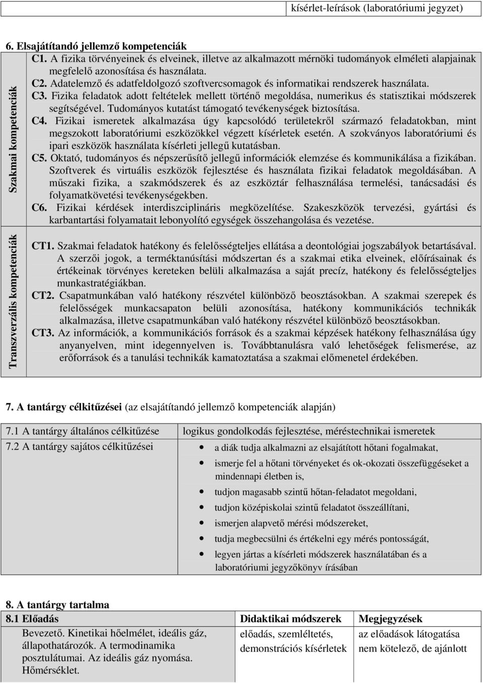 Adatelemző és adatfeldolgozó szoftvercsomagok és informatikai rendszerek használata. C3. Fizika feladatok adott feltételek mellett történő megoldása, numerikus és statisztikai módszerek segítségével.