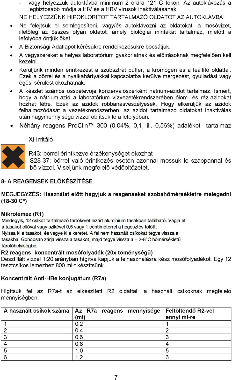 A Biztonsági Adatlapot kérésükre rendelkezésükre bocsátjuk. A vegyszereket a helyes laboratórium gyakorlatnak és előírásoknak megfelelően kell kezelni.