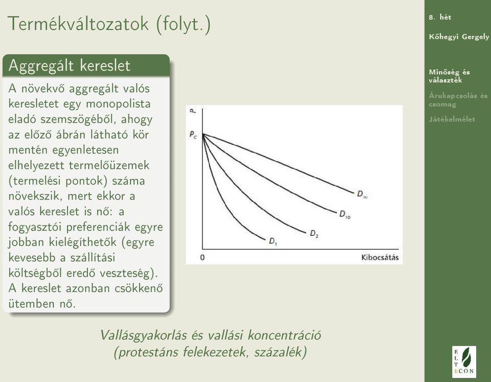 kör mentén egyenletesen elhelyezett termel üzemek (termelési pontok) száma növekszik, mert ekkor a valós kereslet is n :