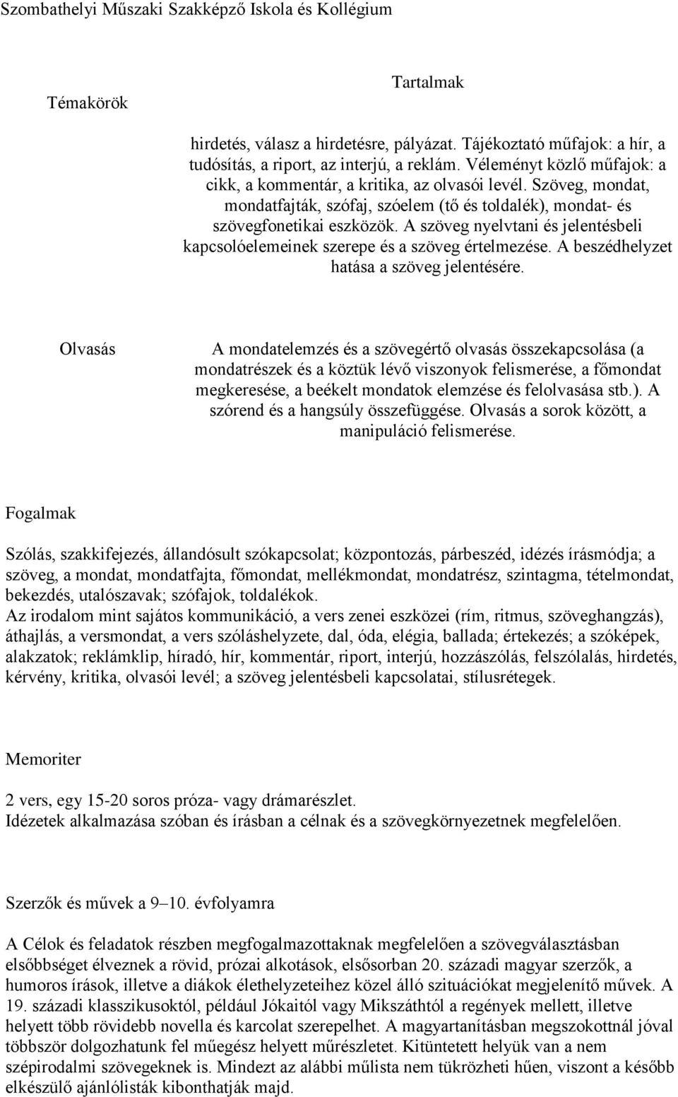 A szöveg nyelvtani és jelentésbeli kapcsolóelemeinek szerepe és a szöveg értelmezése. A beszédhelyzet hatása a szöveg jelentésére.