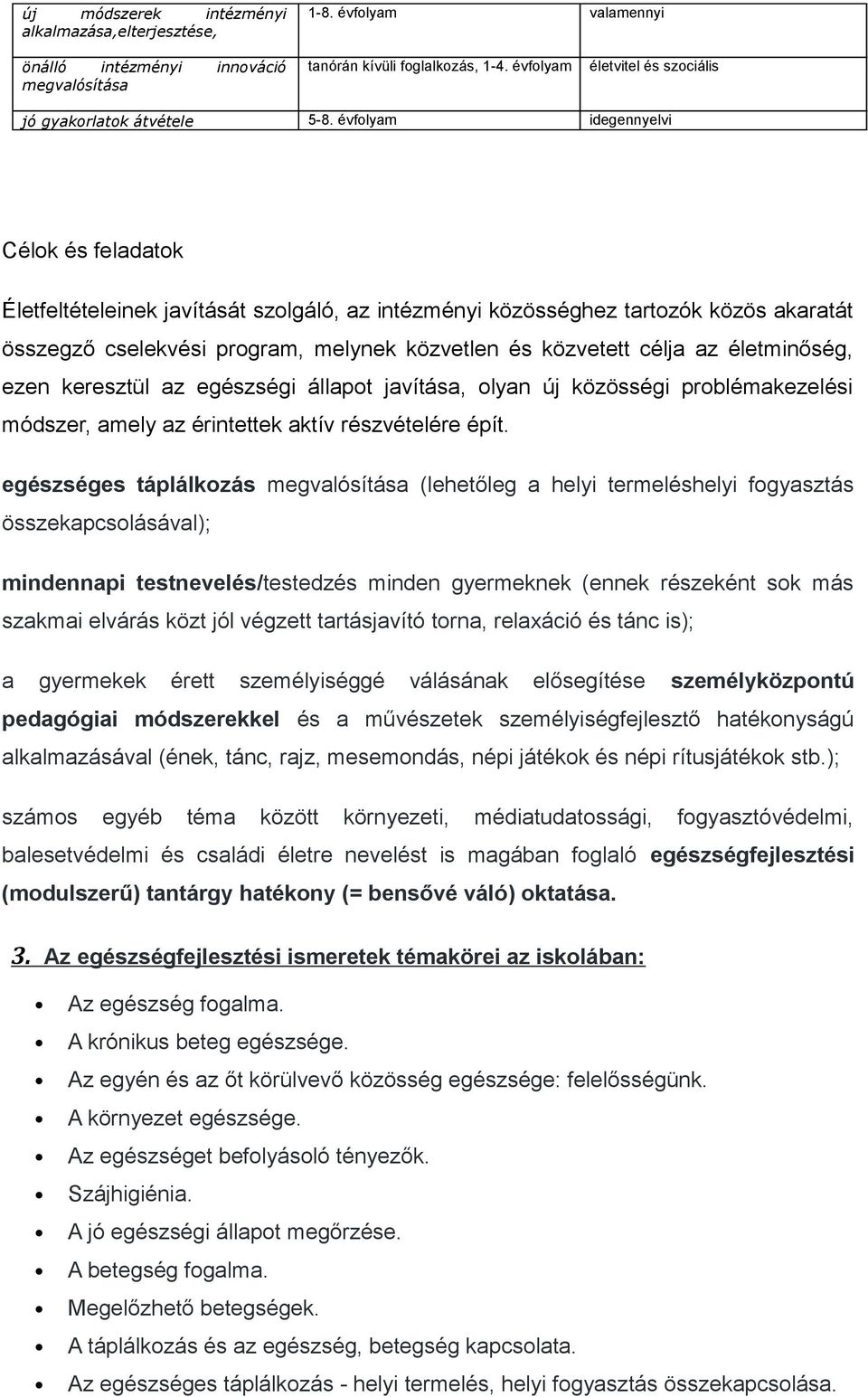 és közvetett célj z életminőség, ezen keresztül z egészségi állpot jvítás, olyn új közösségi problémkezelési módszer, mely z érintettek ktív részvételére épít.