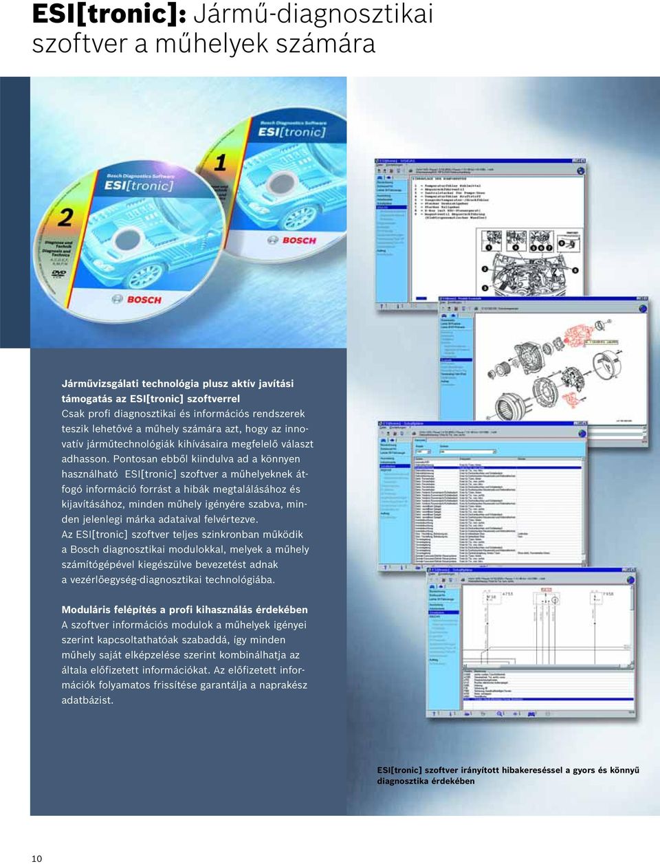 Pontosan ebből kiindulva ad a könnyen használható ESI[tronic] szoftver a műhelyeknek átfogó információ forrást a hibák megtalálásához és kijavításához, minden műhely igényére szabva, minden jelenlegi