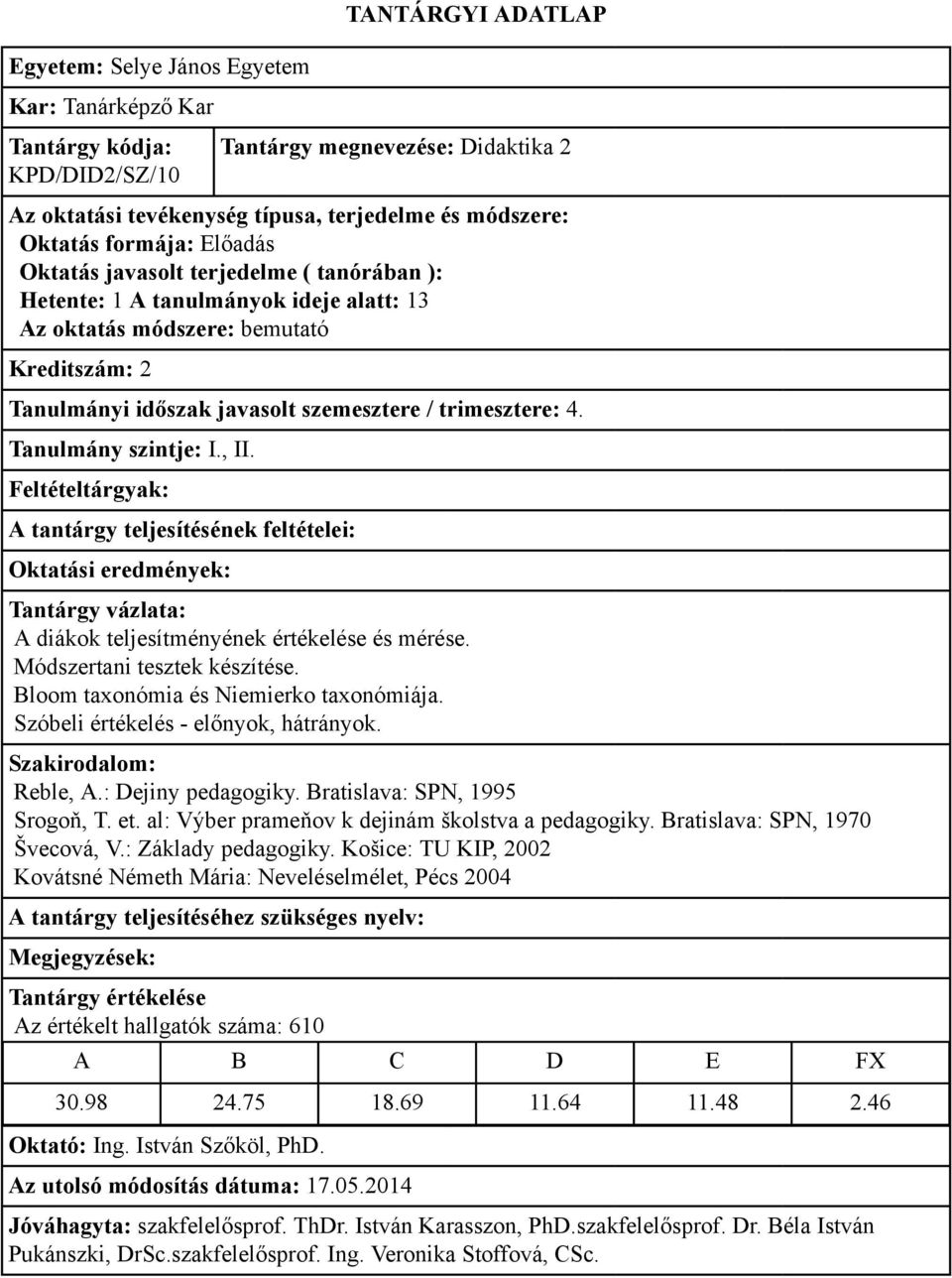 : Dejiny pedagogiky. Bratislava: SPN, 1995 Srogoň, T. et. al: Výber prameňov k dejinám školstva a pedagogiky. Bratislava: SPN, 1970 Švecová, V.: Základy pedagogiky.