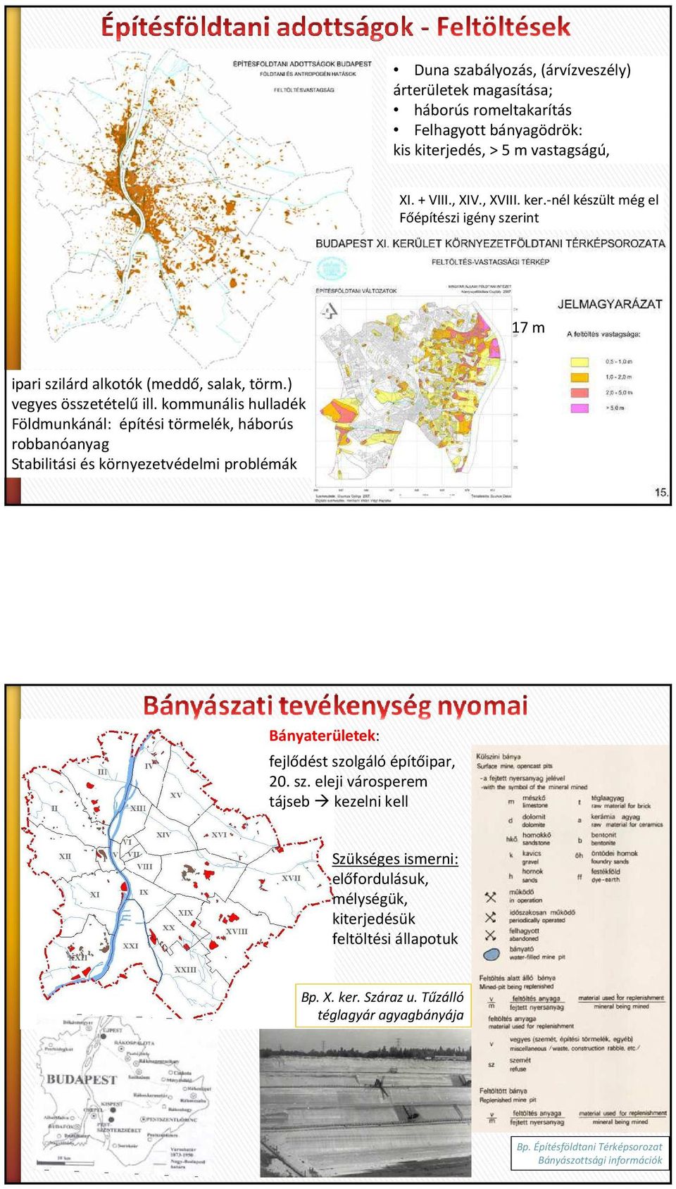 kommunális hulladék Földmunkánál: építési törmelék, háborús robbanóanyag Stabilitási és környezetvédelmi problémák Bányaterületek: fejlődést szo