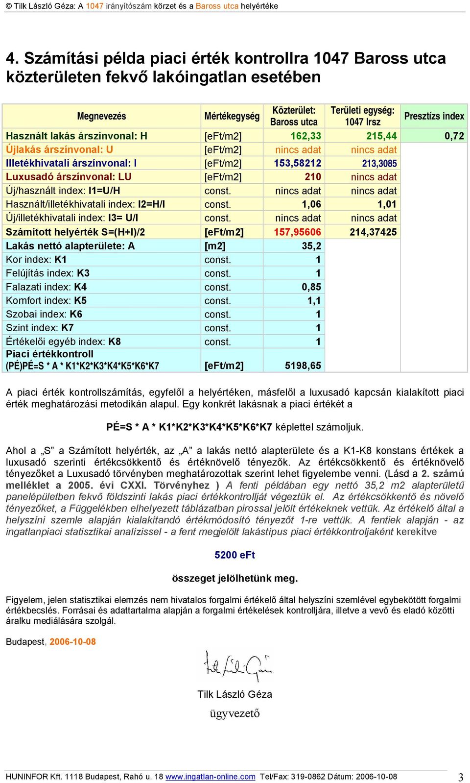 nincs adat Új/használt index: I1=U/H const. nincs adat nincs adat Használt/illetékhivatali index: I2=H/I const. 1,06 1,01 Új/illetékhivatali index: I3= U/I const.