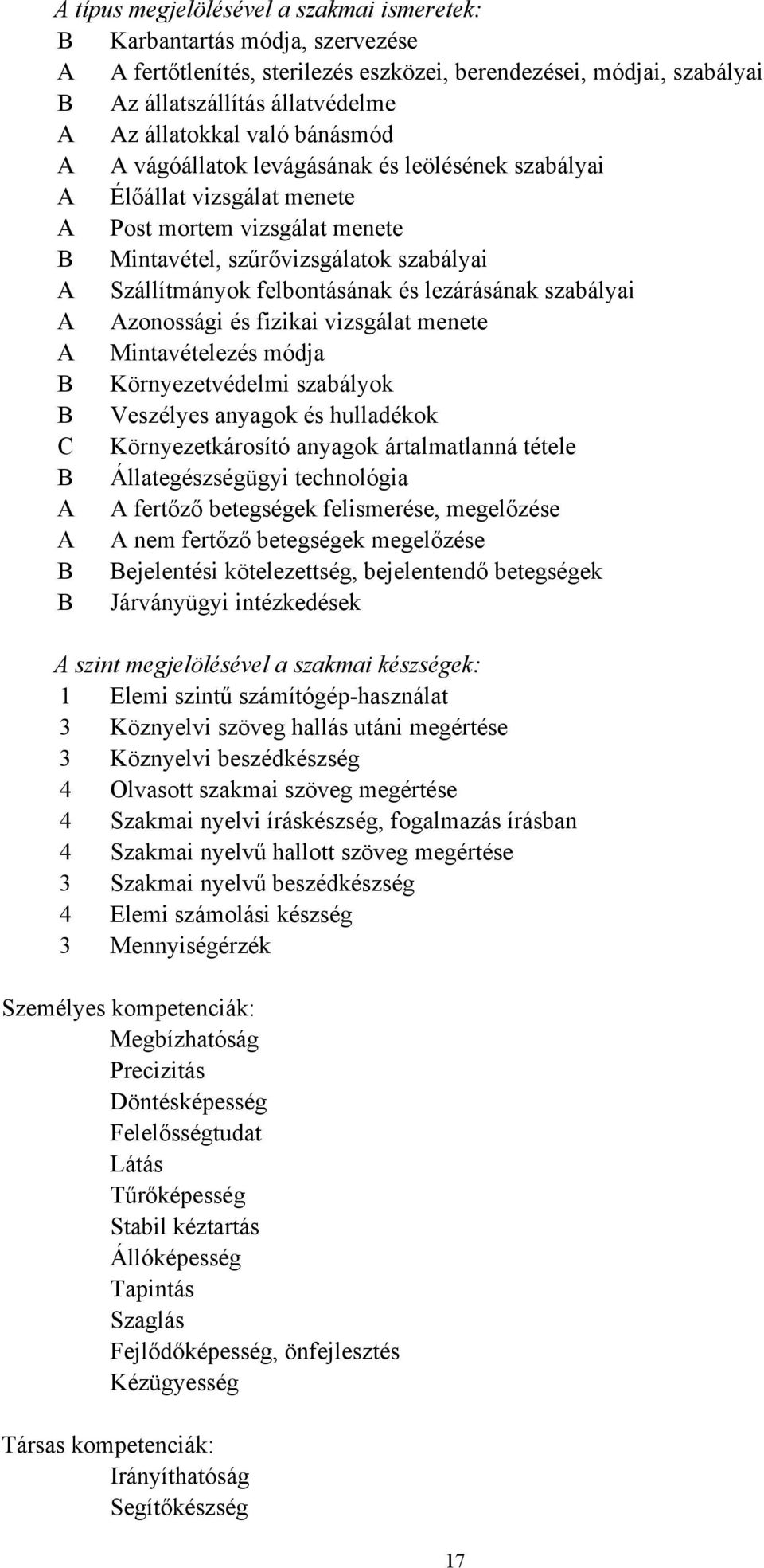 lezárásának szabályai A Azonossági és fizikai vizsgálat menete A Mintavételezés módja B Környezetvédelmi szabályok B Veszélyes anyagok és hulladékok C Környezetkárosító anyagok ártalmatlanná tétele B