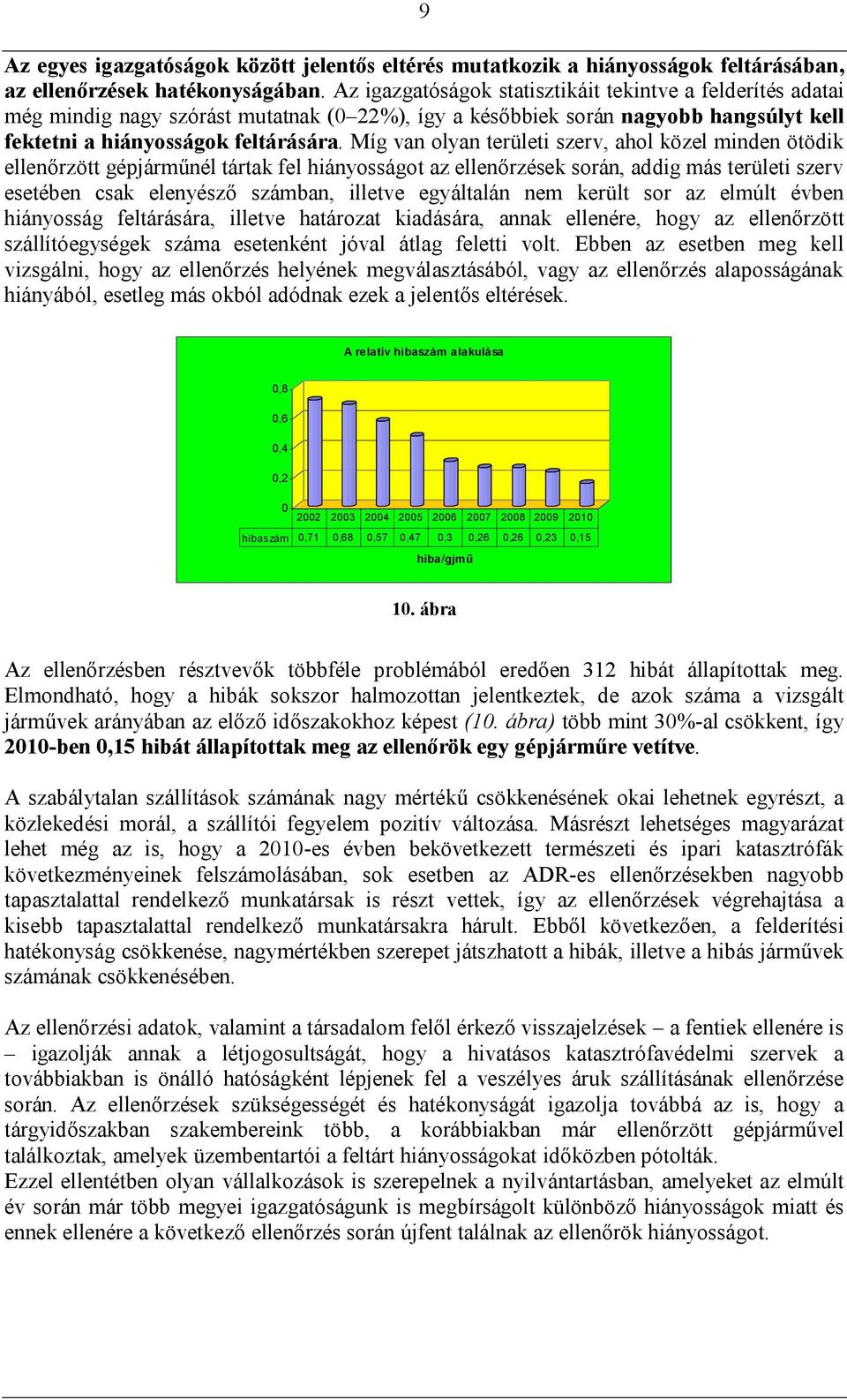 Míg van olyan területi szerv, ahol közel minden ötödik ellenőrzött gépjárműnél tártak fel hiányosságot az ellenőrzések során, addig más területi szerv esetében csak elenyésző számban, illetve