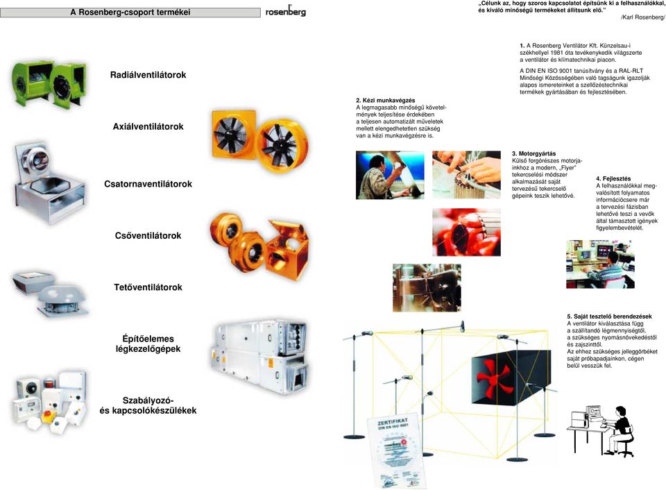 A Rosenberg Ventilátor Kft. Künzelsau-i székhellyel 1981 óta tevékenykedik világszerte a ventilátor és klímatechnikai piacon.
