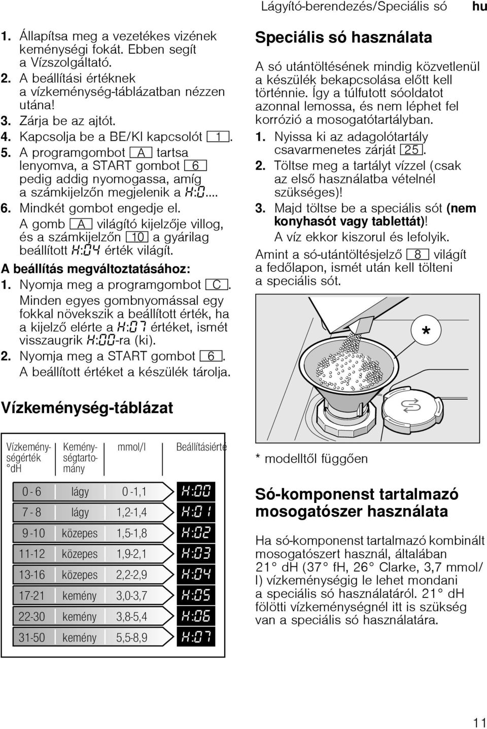 Mindkét gombot engedje el. A gomb # világító kijelzje villog, és a számkijelzn )" a gyárilag beállított : érték világít. A beállítás megváltoztatásához: 1. Nyomja meg a programgombot 3.