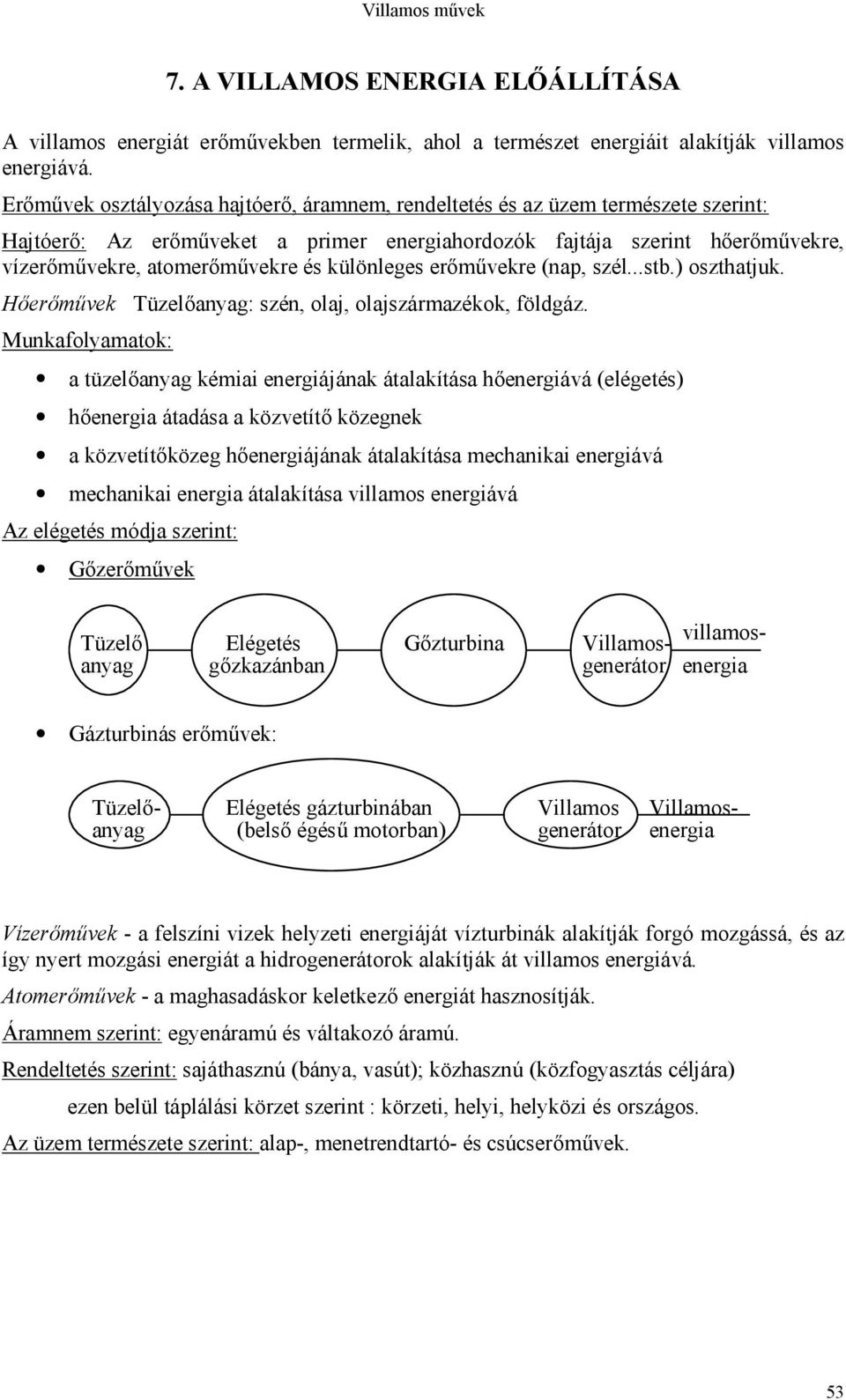 különleges erőművekre (nap, szél...stb.) oszthatjuk. Hőerőművek Tüzelőanyag: szén, olaj, olajszármazékok, földgáz.