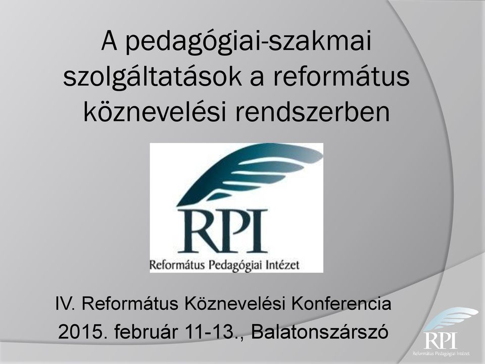 IV. Református Köznevelési