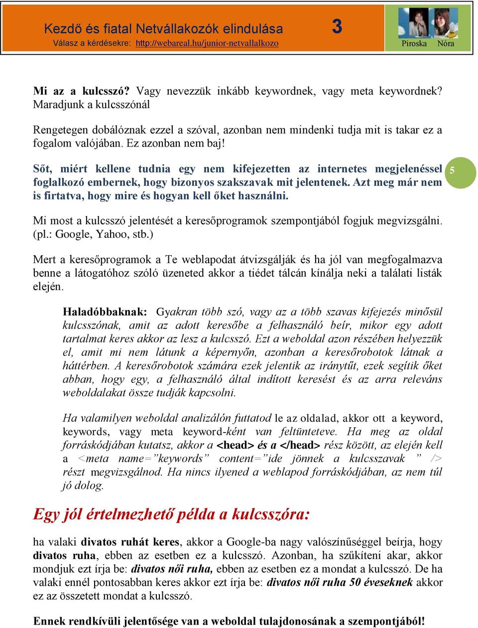 Azt meg már nem is firtatva, hogy mire és hogyan kell őket használni. 5 Mi most a kulcsszó jelentését a keresőprogramok szempontjából fogjuk megvizsgálni. (pl.: Google, Yahoo, stb.