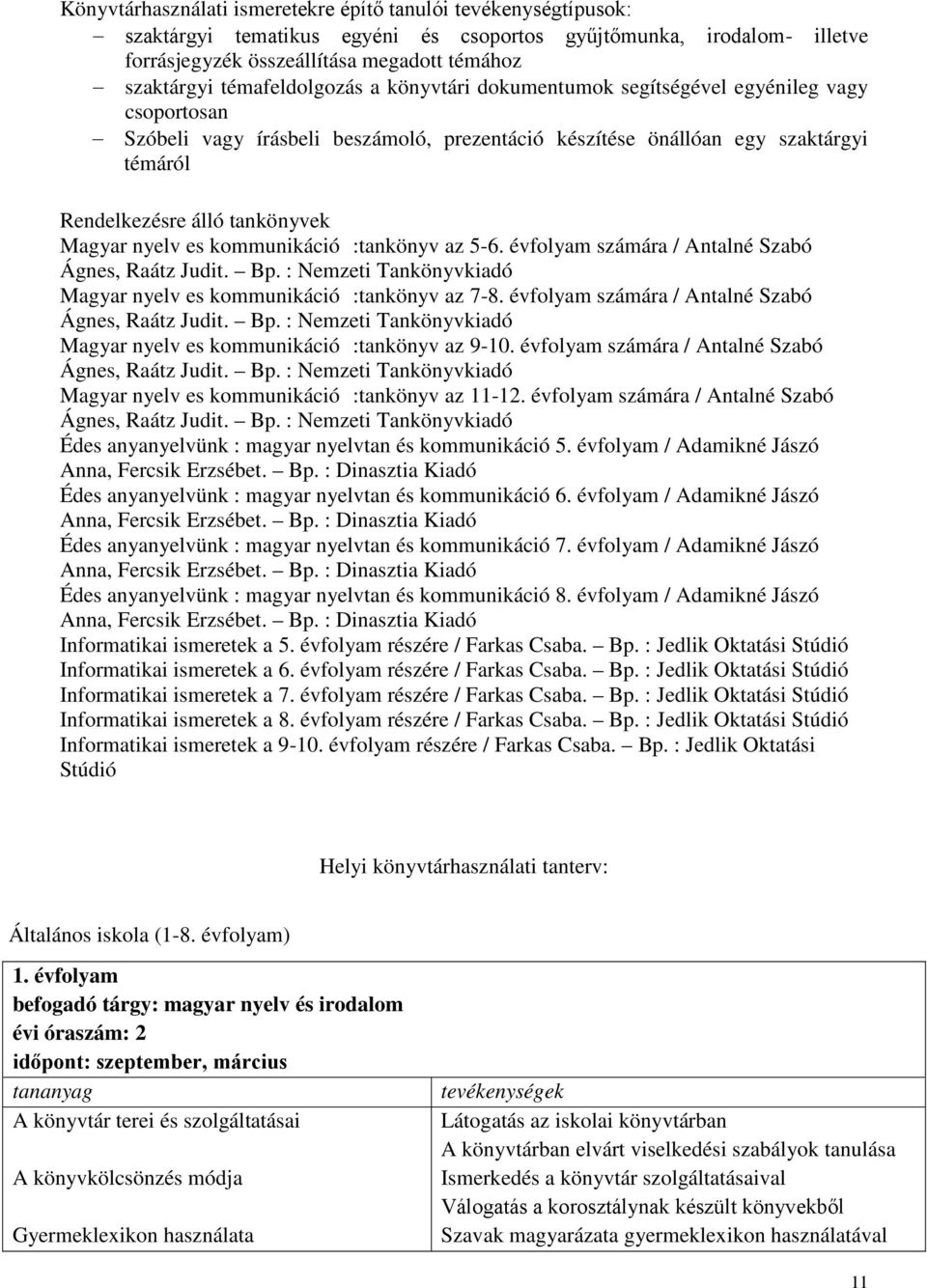 Magyar nyelv es kommunikáció :tankönyv az 5-6. évfolyam számára / Antalné Szabó Ágnes, Raátz Judit. Bp. : Nemzeti Tankönyvkiadó Magyar nyelv es kommunikáció :tankönyv az 7-8.