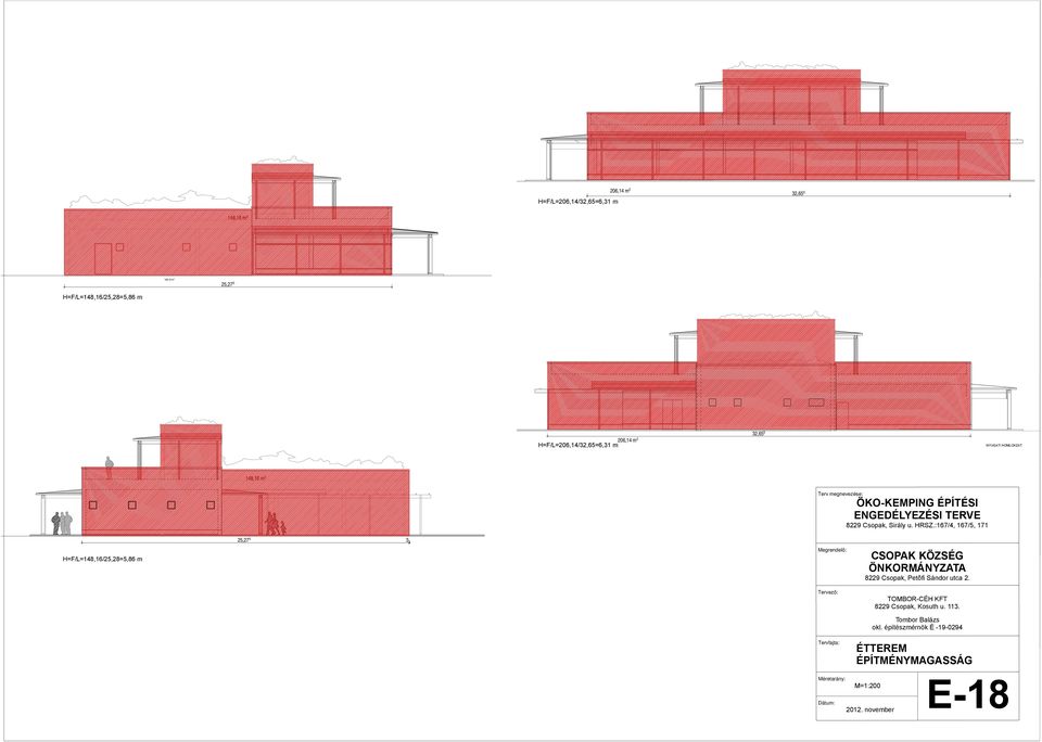 H=F/L=206,14/2,6=6,1 m 2,6 NYUGATI HOMLOKZAT 148,16 m 2