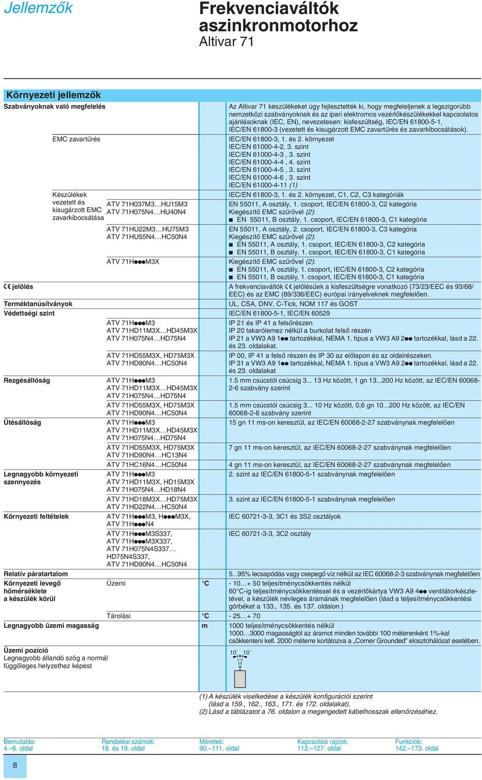 EN), nevezetesen: kisfeszültség, IEC/EN 618-5-1, IEC/EN 618-3 (vezetett és kisugárzott EMC zavartûrés és zavarkibocsátások). IEC/EN 618-3, 1. és 2. környezet IEC/EN 61-4-2, 3. szint IEC/EN 61-4-3, 3.