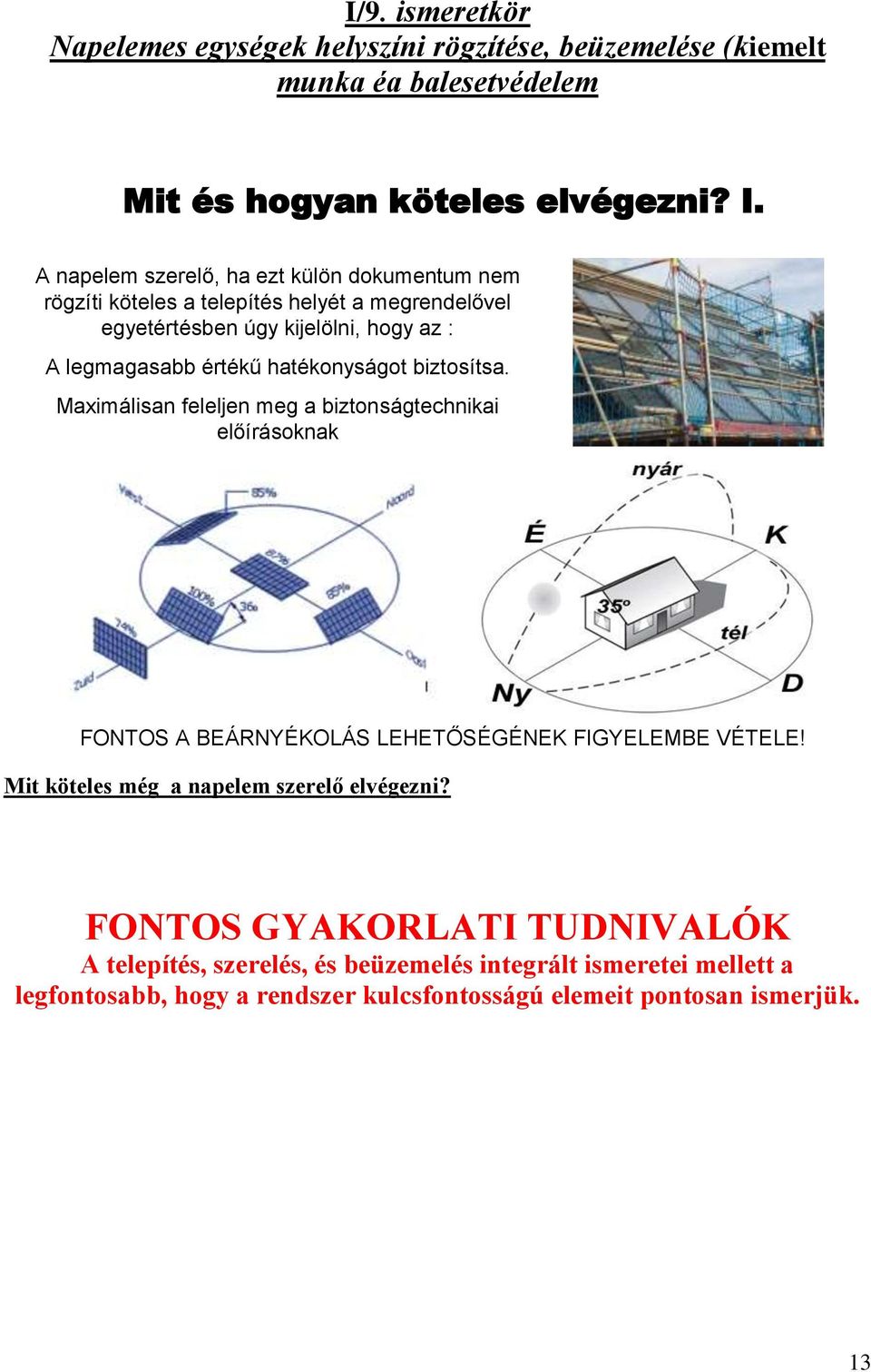 hatékonyságot biztosítsa. Maximálisan feleljen meg a biztonságtechnikai előírásoknak FONTOS A BEÁRNYÉKOLÁS LEHETŐSÉGÉNEK FIGYELEMBE VÉTELE!