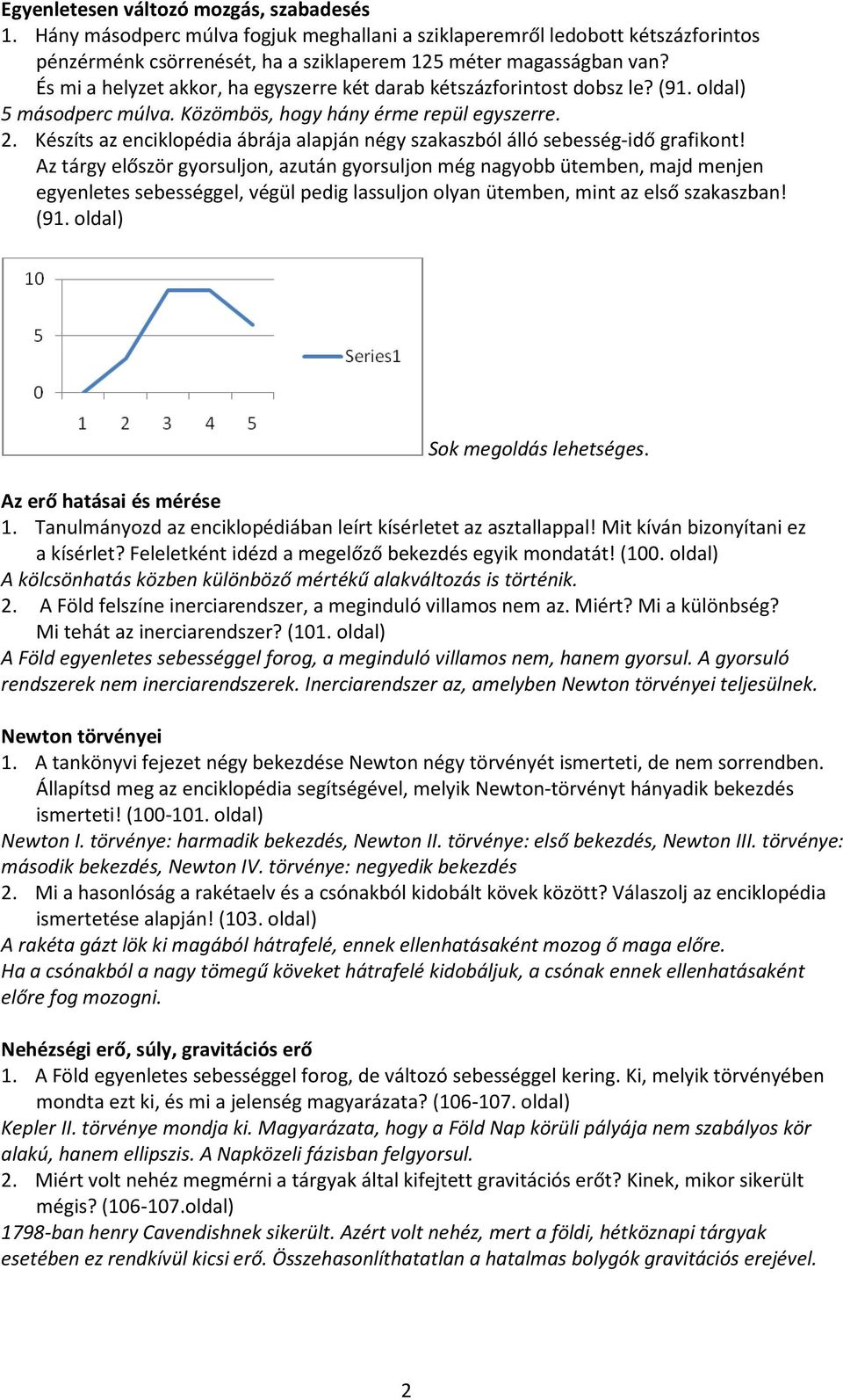 Készíts az enciklopédia ábrája alapján négy szakaszból álló sebesség-idő grafikont!