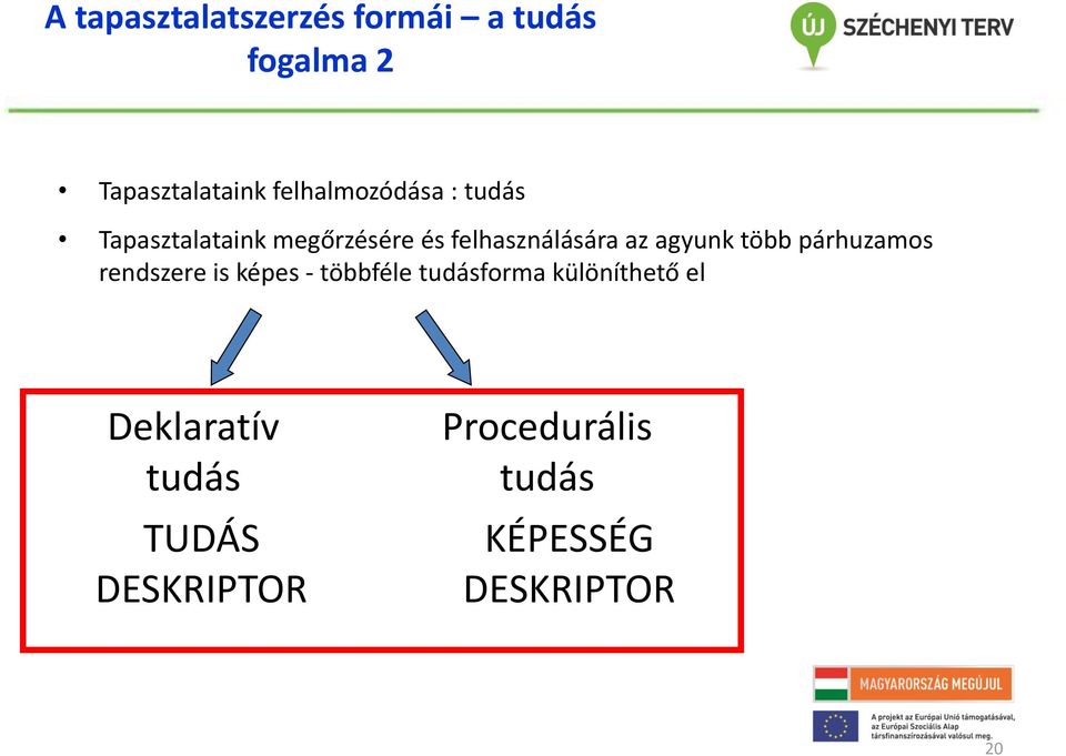 agyunk több párhuzamos rendszere is képes - többféle tudásforma