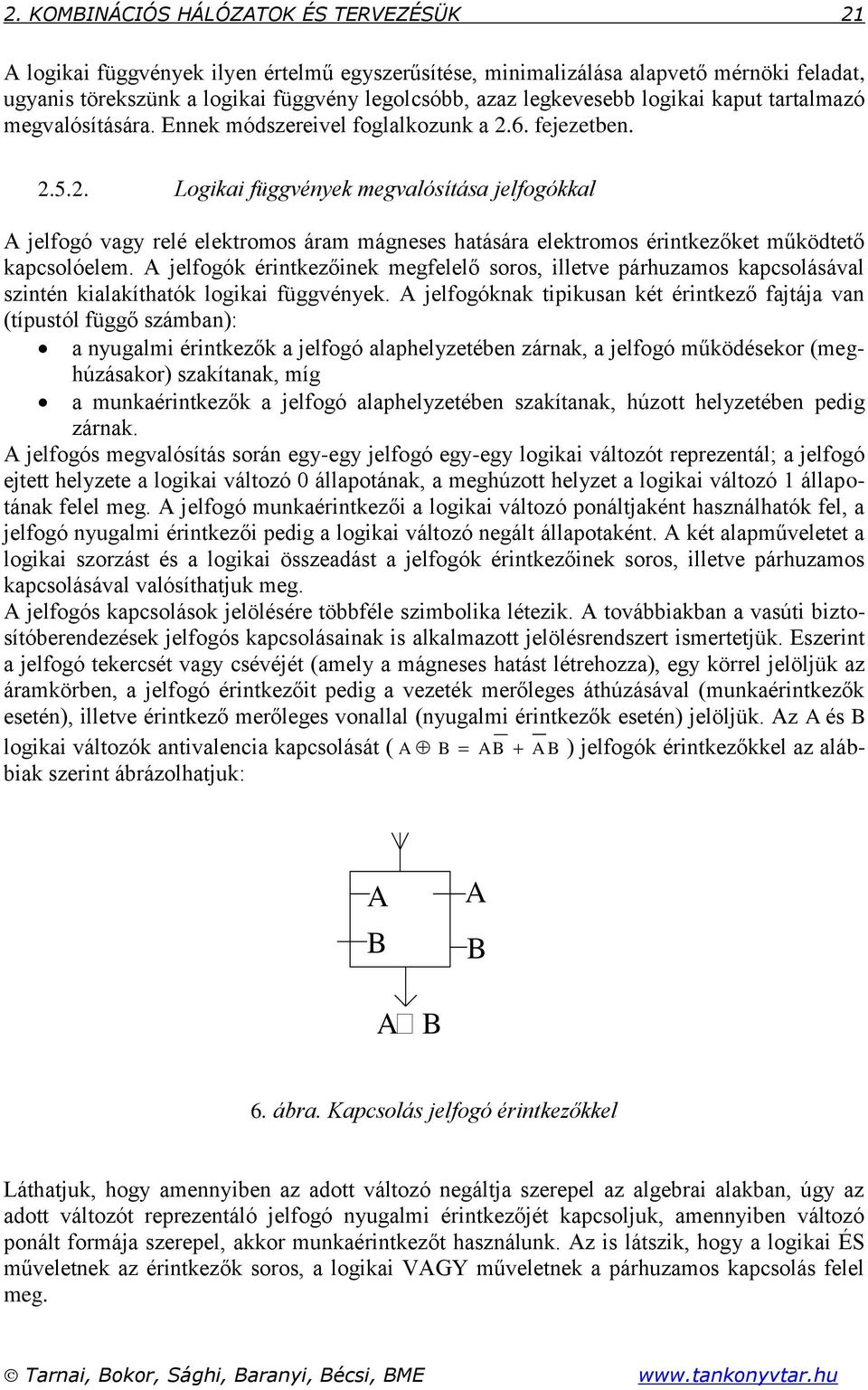 . Logikai függvének megvalósítása jelfogókkal jelfogó vag relé elektromos áram mágneses hatására elektromos érintkezőket működtető kapcsolóelem.