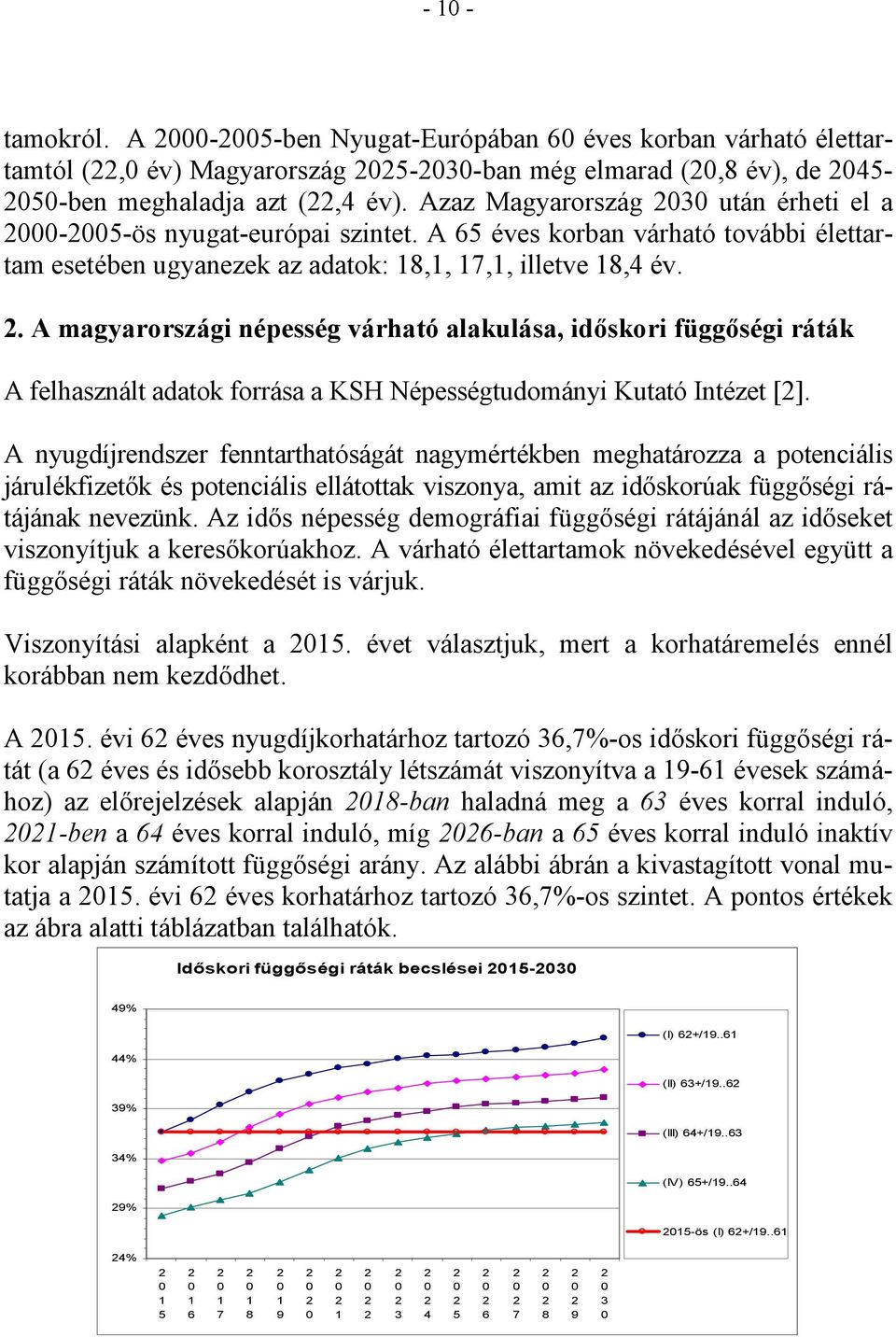 . A magyarországi népesség várható alakulása, idıskori függıségi ráták A felhasznált adatok forrása a KSH Népességtudományi Kutató Intézet [].