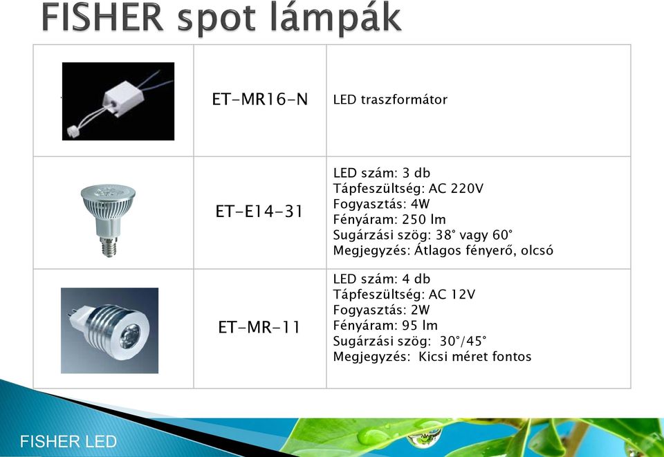 Megjegyzés: Átlagos fényerő, olcsó LED szám: 4 db Tápfeszültség: AC