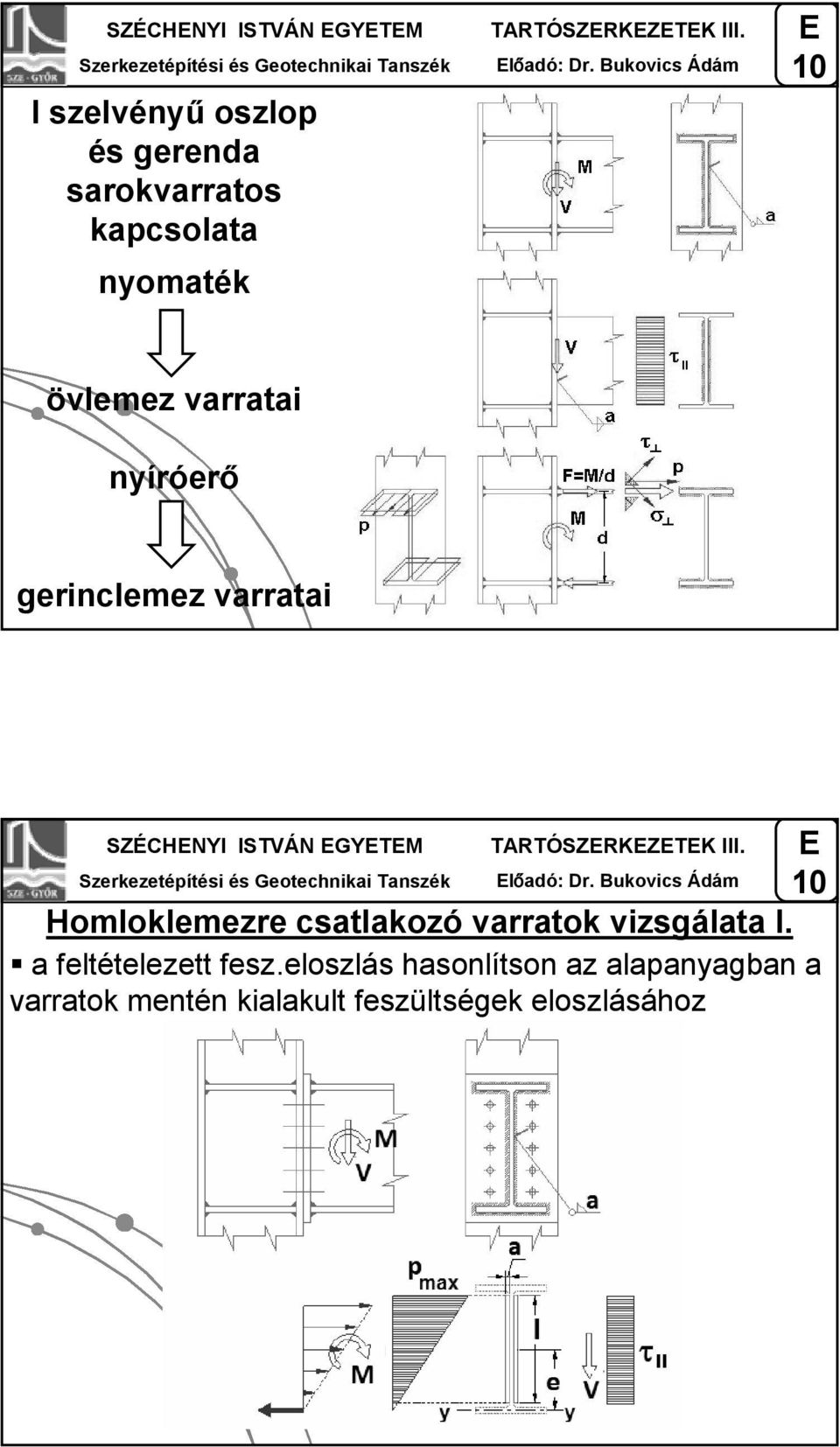 Bukovics Ádám övlemez varraai nyíróerő gerinclemez varraai SZÉCHNYI ISTVÁN GYTM TARTÓSZRKZTK 