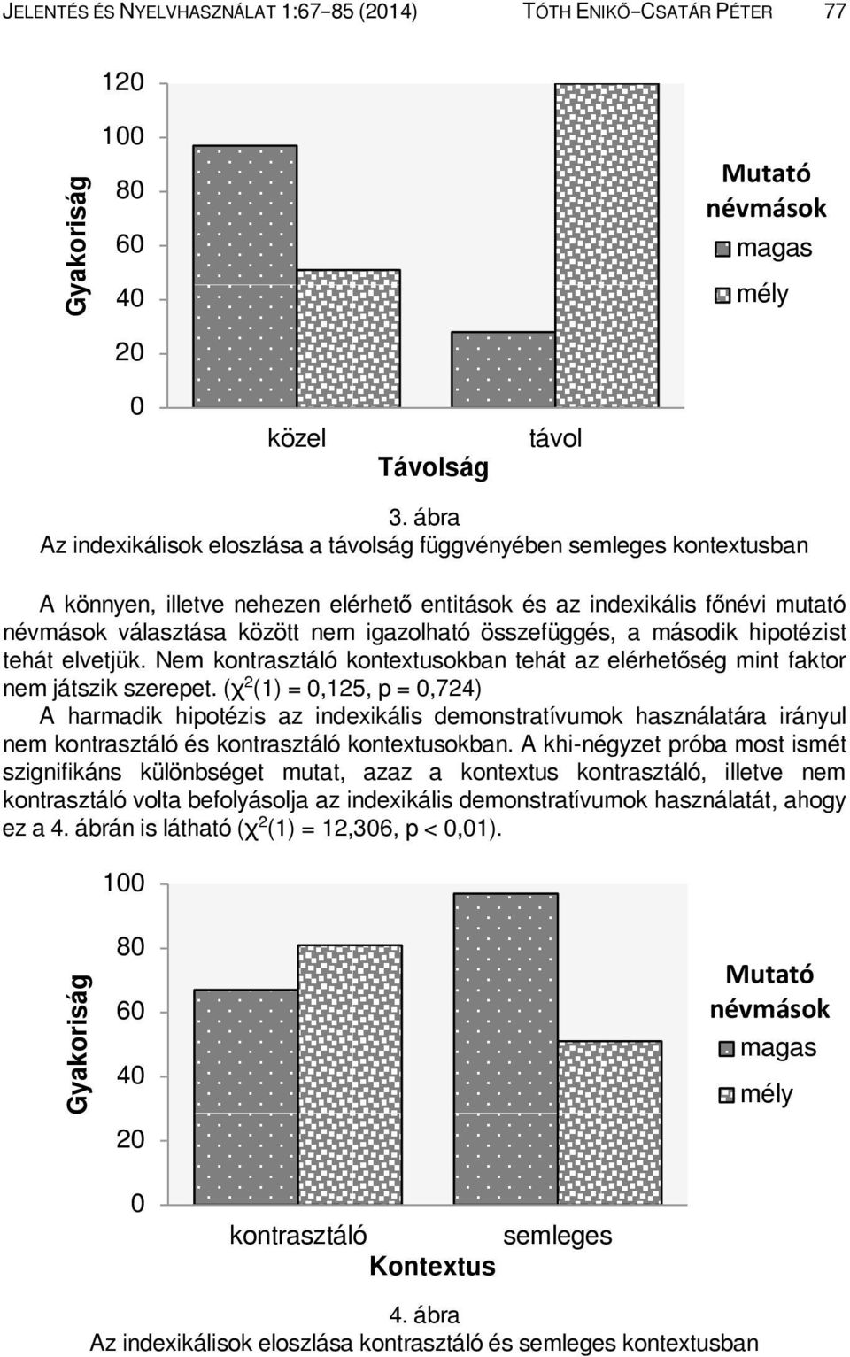 összefüggés, a második hipotézist tehát elvetjük. Nem kontrasztáló kontextusokban tehát az elérhetőség mint faktor nem játszik szerepet.