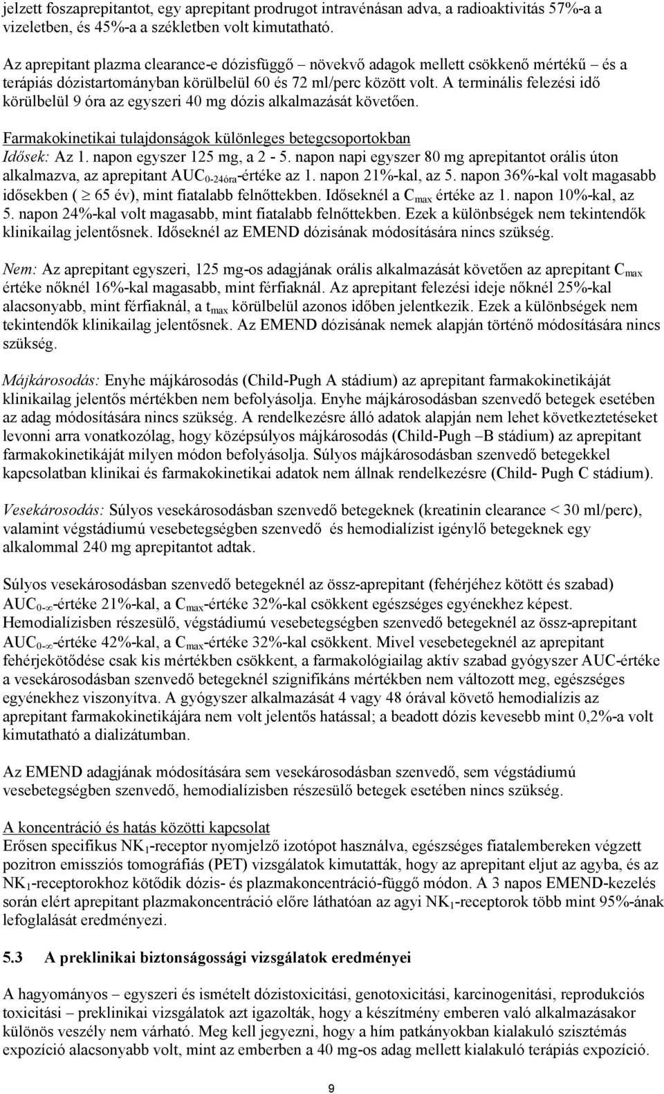 A terminális felezési idő körülbelül 9 óra az egyszeri 40 mg dózis alkalmazását követően. Farmakokinetikai tulajdonságok különleges betegcsoportokban Idősek: Az 1. napon egyszer 125 mg, a 2-5.