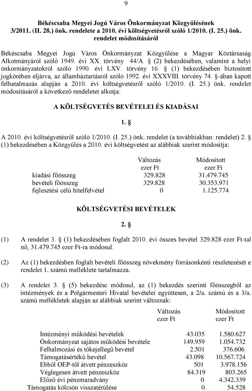 törvény 44/A. (2) bekezdésében, valamint a helyi önkormányzatokról szóló 1990. évi LXV. törvény 16. (1) bekezdésében biztosított jogkörében eljárva, az államháztartásról szóló 1992. évi XXXVIII.