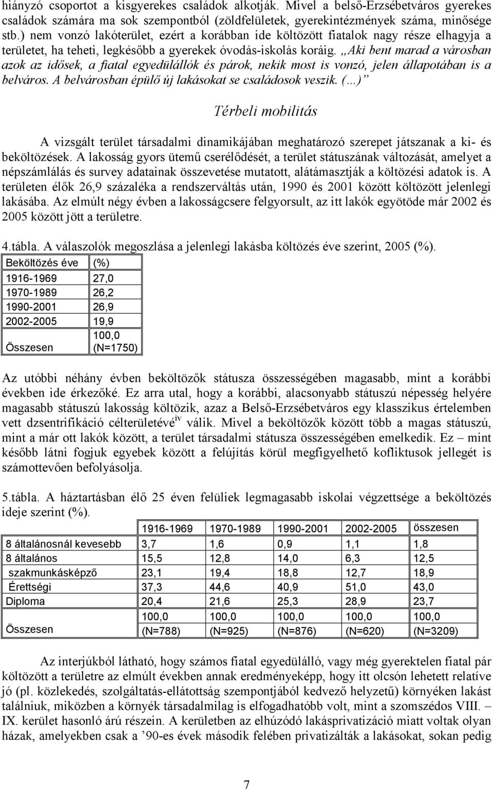 Aki bent marad a városban azok az idısek, a fiatal egyedülállók és párok, nekik most is vonzó, jelen állapotában is a belváros. A belvárosban épülı új lakásokat se családosok veszik.