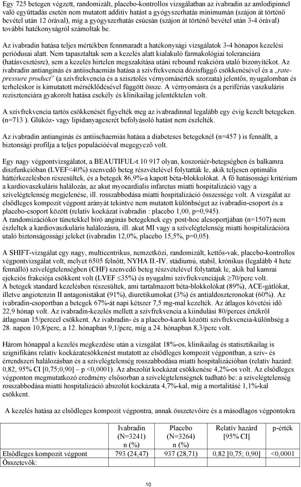 Az ivabradin hatása teljes mértékben fennmaradt a hatékonysági vizsgálatok 3-4 hónapos kezelési periódusai alatt.