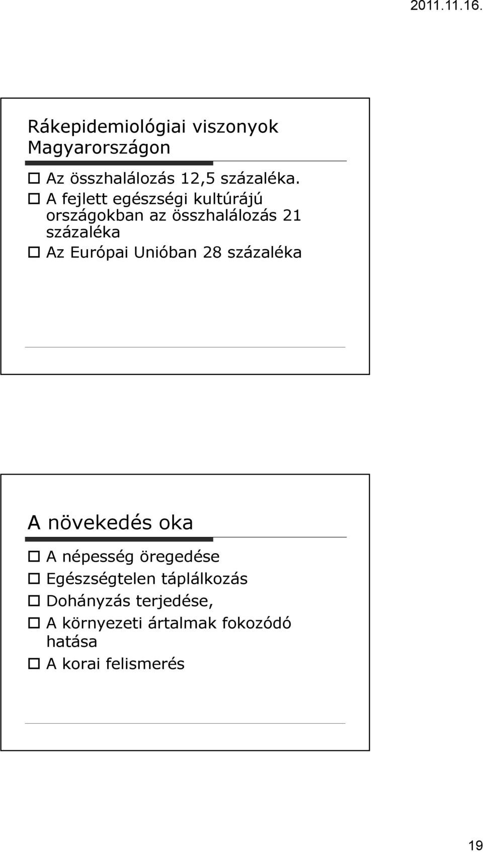 Európai Unióban 28 százaléka A növekedés oka A népesség öregedése Egészségtelen