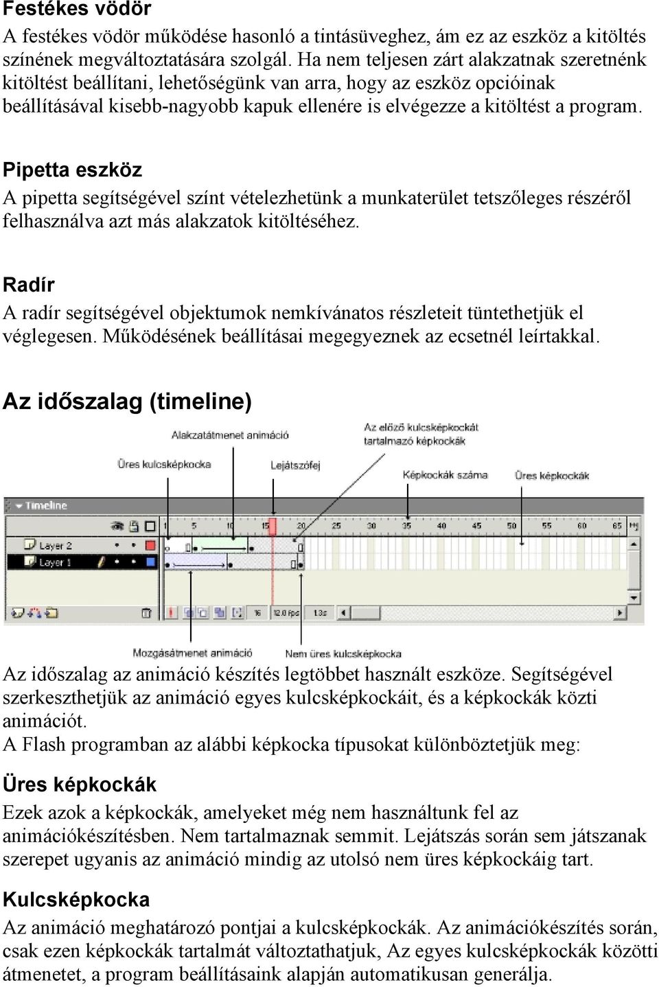 Pipetta eszköz A pipetta segítségével színt vételezhetünk a munkaterület tetszőleges részéről felhasználva azt más alakzatok kitöltéséhez.