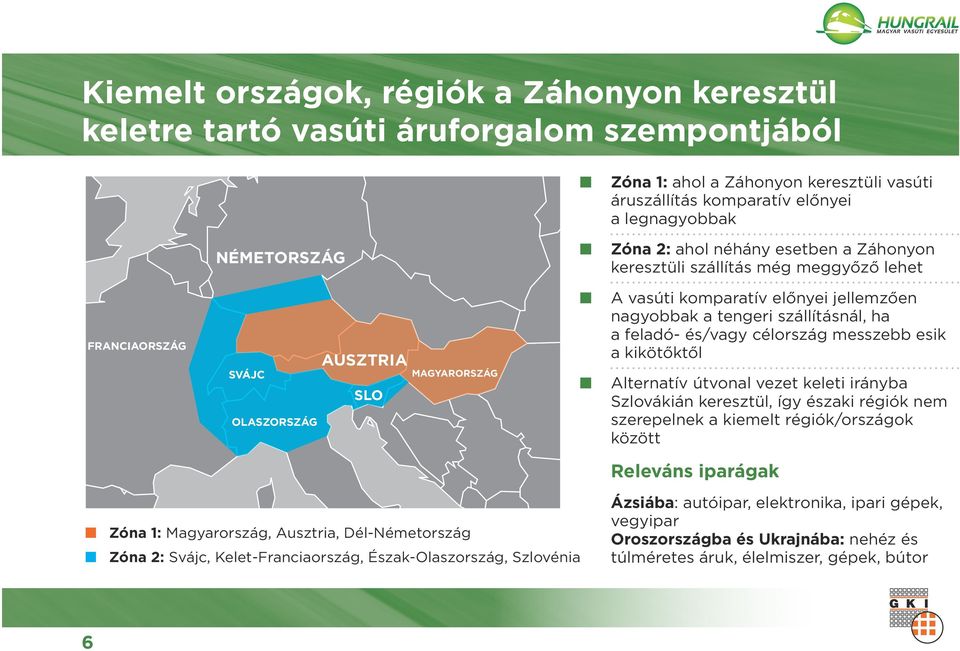 messzebb esik a kikötőktől MAGYARORSZÁG SLO OLASZORSZÁG Zóa 1: Magyarország, Ausztria, Dél-Németország Alteratív útvoal vezet keleti iráyba Szlovákiá keresztül, így északi régiók em szerepelek a