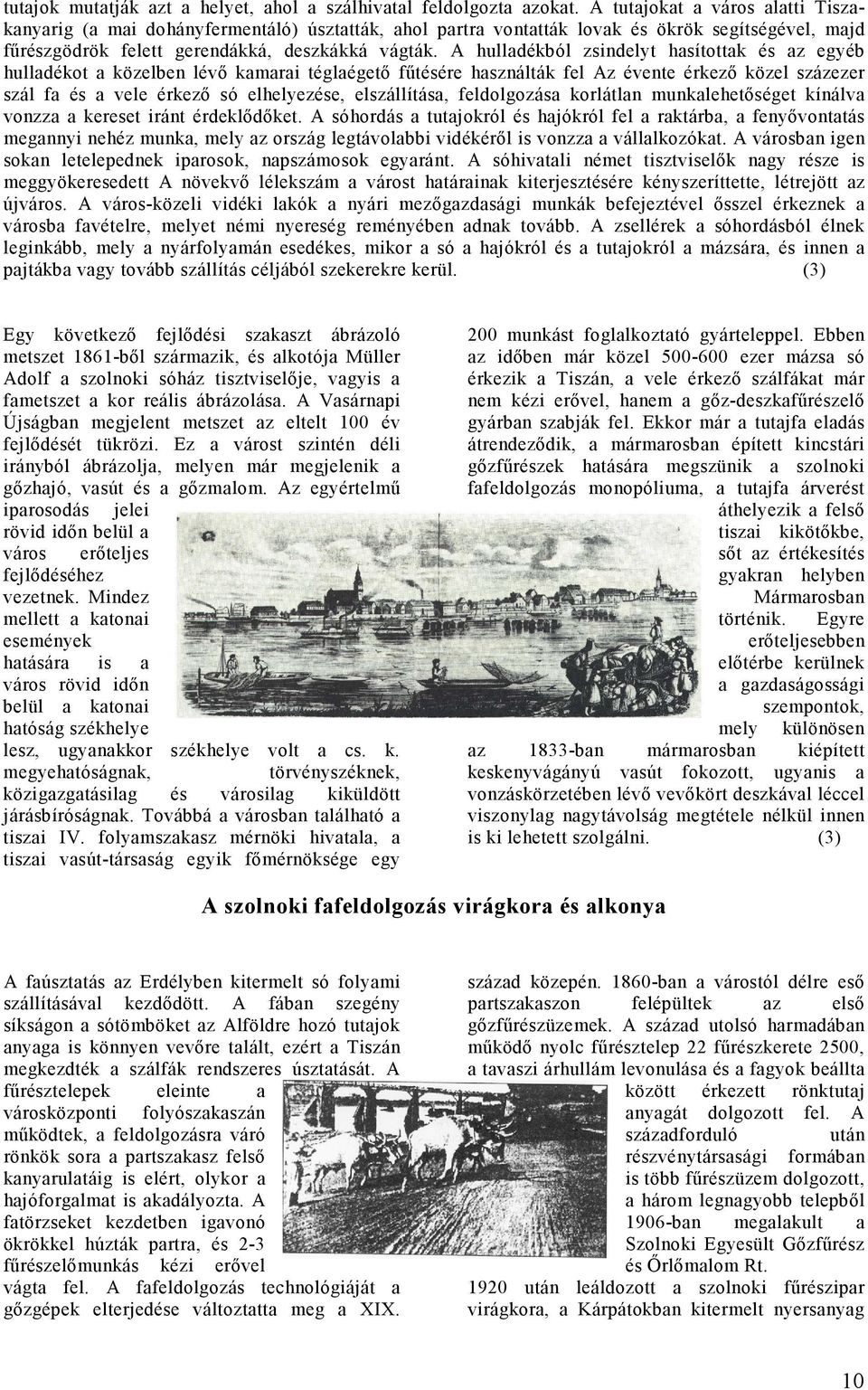 A hulladékból zsindelyt hasítottak és az egyéb hulladékot a közelben lévő kamarai téglaégető fűtésére használták fel Az évente érkező közel százezer szál fa és a vele érkező só elhelyezése,