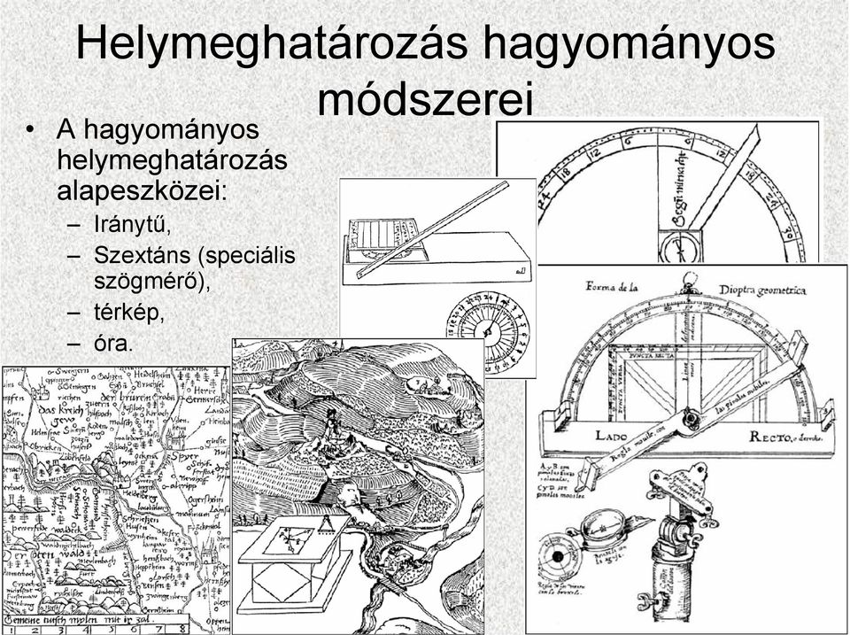 alapeszközei: Iránytű, Szextáns