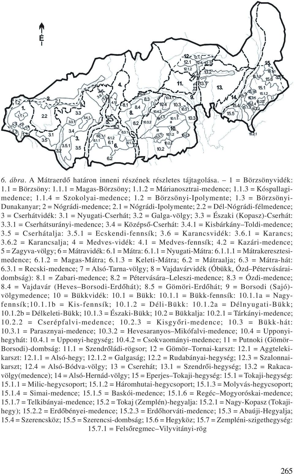 3 = Északi (Kopasz)-Cserhát: 3.3.1 = Cserhátsurányi-medence; 3.4 = Középsõ-Cserhát: 3.4.1 = Kisbárkány Toldi-medence; 3.5 = Cserhátalja: 3.5.1 = Ecskendi-fennsík; 3.6 = Karancsvidék: 3.6.1 = Karancs; 3.