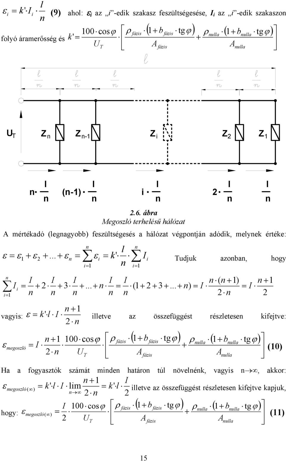 .. 3 i i vagyis: k ' ietve az összefüggést részetese kifejtve: ( ) ( ) ua ua ua fázis fázis fázis T megoszó A b A b ϕ ρ ϕ ρ ϕ tg tg cos 00 (0) Ha a fogyasztók számát mide határo