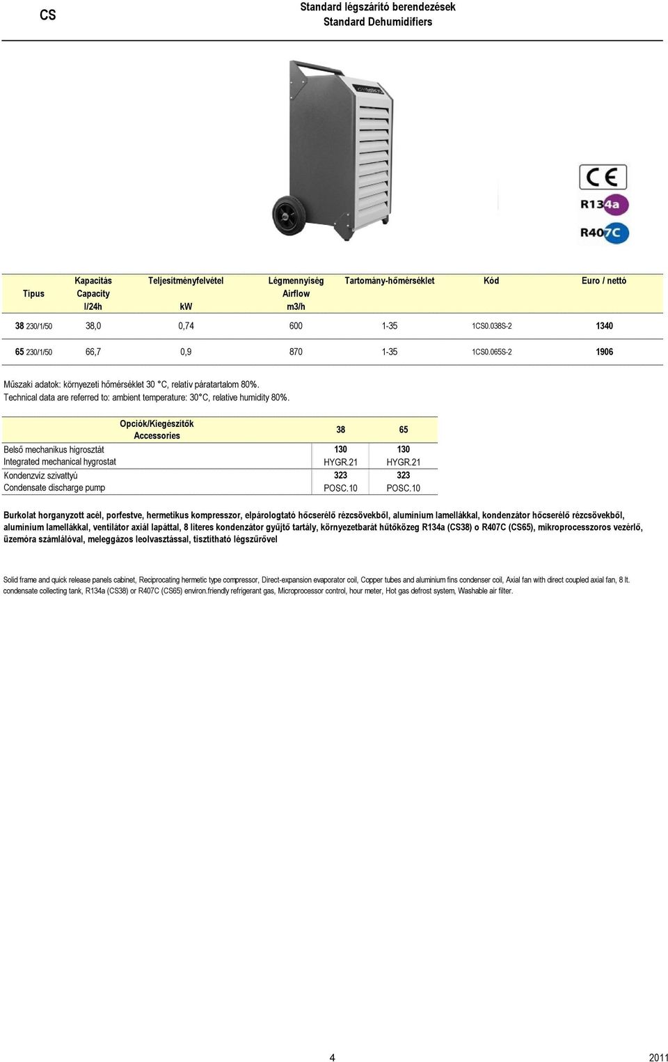 Technical data are referred to: ambient temperature: 30 C, relative humidity 80%.