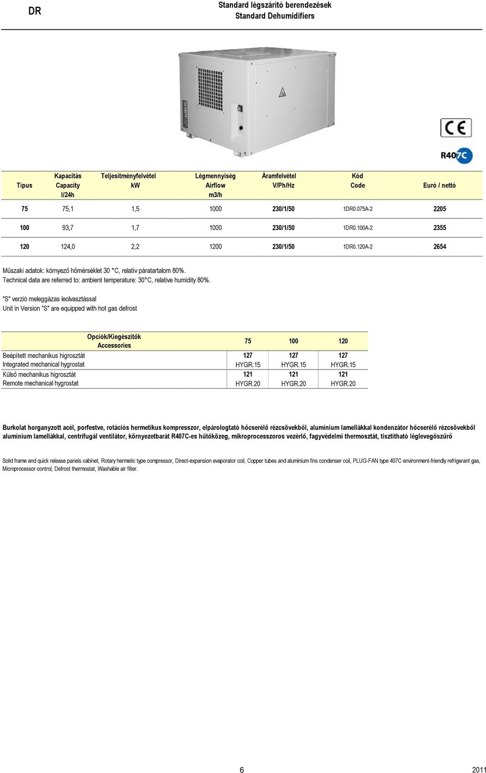 Technical data are referred to: ambient temperature: 30 C, relative humidity 80%.