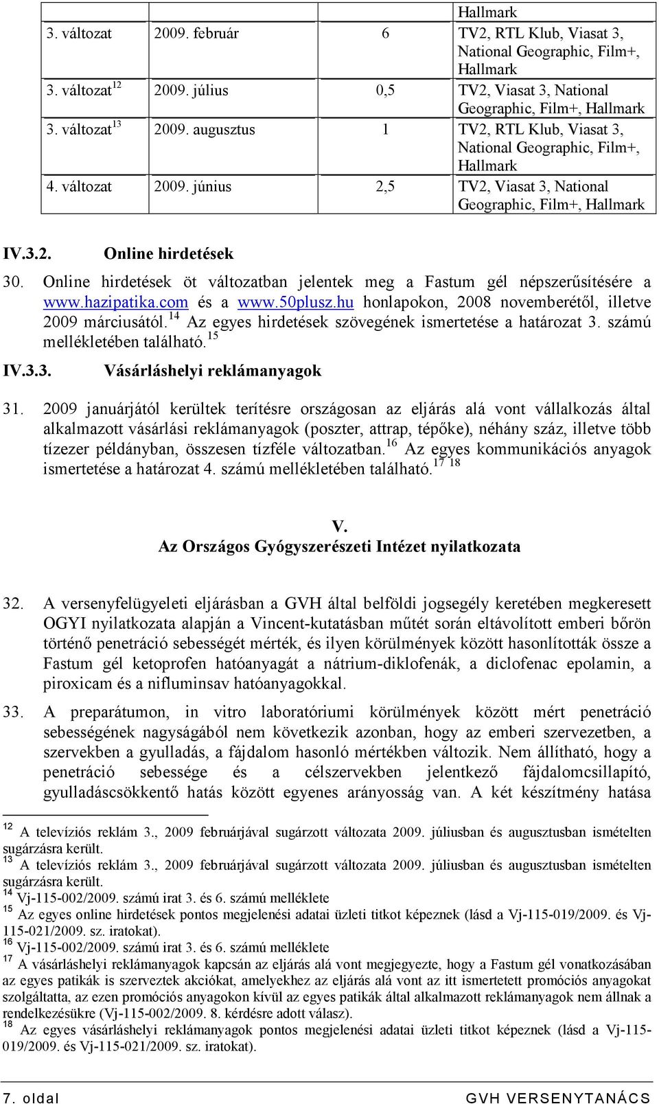 Online hirdetések öt változatban jelentek meg a Fastum gél népszerősítésére a www.hazipatika.com és a www.50plusz.hu honlapokon, 2008 novemberétıl, illetve 2009 márciusától.