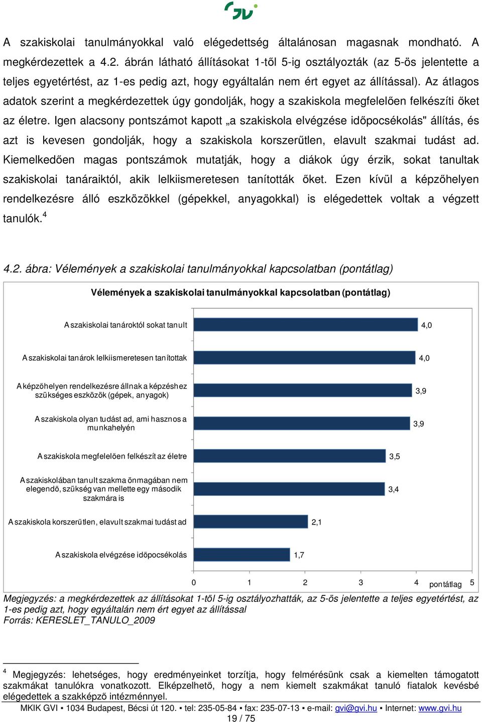 Az átlagos adatok szerint a megkérdezettek úgy gondolják, hogy a szakiskola megfelelően felkészíti őket az életre.