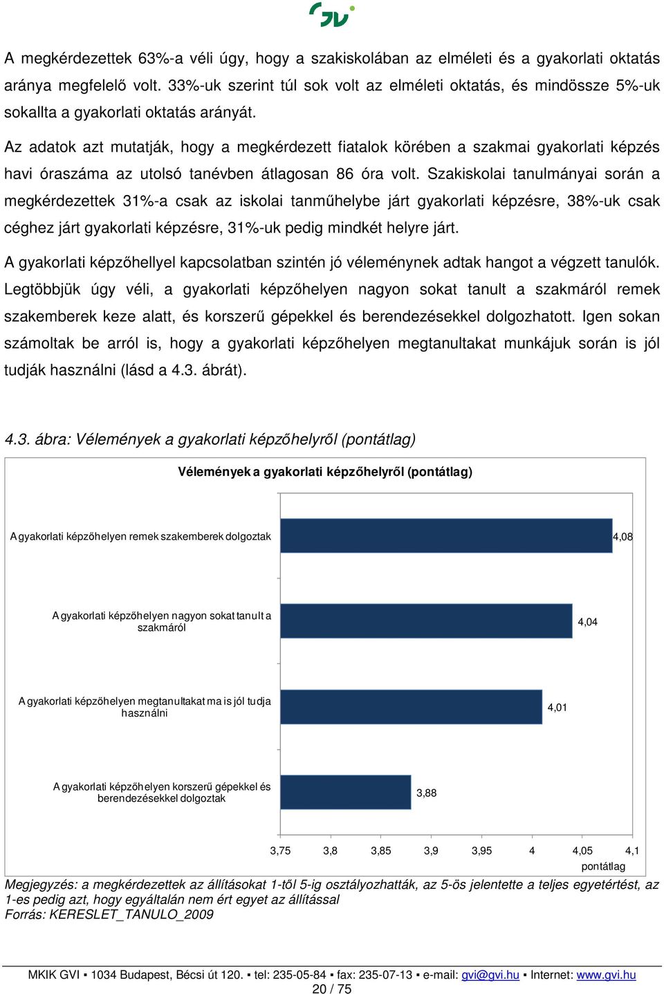 Az adatok azt mutatják, hogy a megkérdezett fiatalok körében a szakmai gyakorlati képzés havi óraszáma az utolsó tanévben átlagosan 86 óra volt.