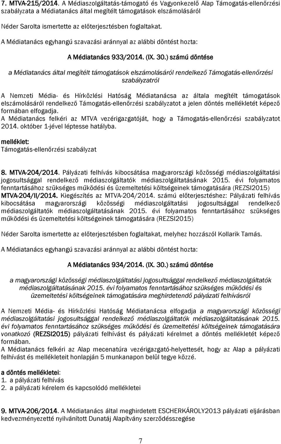 A Médiatanács 933/2014. (IX. 30.