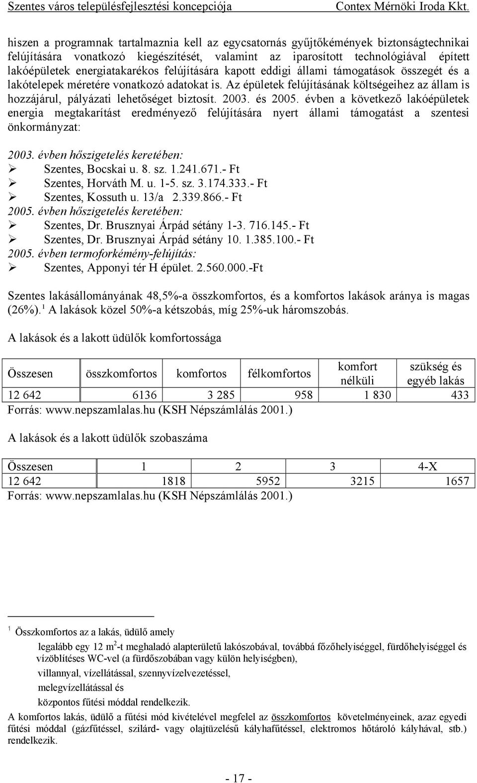 Az épületek felújításának költségeihez az állam is hozzájárul, pályázati lehetőséget biztosít. 2003. és 2005.